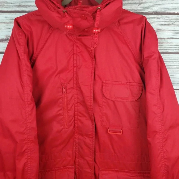 Eddie Bauer Womens Medium Vintage Snowline Red Goose Down Parka Puffer Coat - Picture 3 of 16
